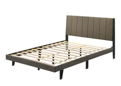 Valdemar Brown Fabric & Weathered Gray Finish Queen Bed
