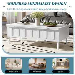 [Video Provided]VIBE HAUS  Lift-Top Coffee Table with Drawers, Modern Center Table with Foldable Top, Multi-Functional Adjustable Coffee Table with Hidden Storage Compartment for Living Room