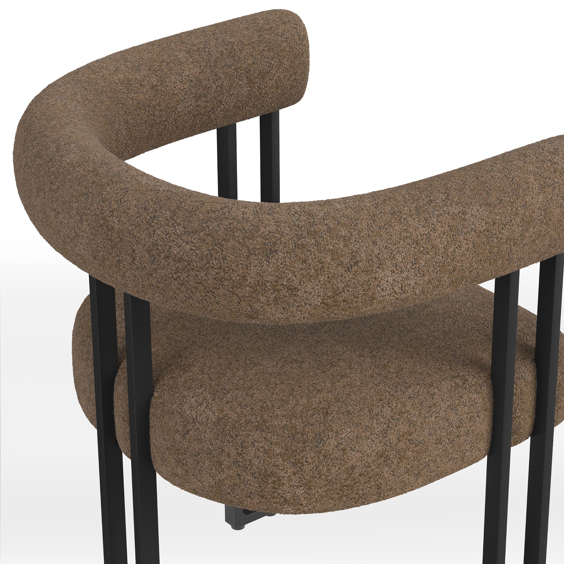 Set of 2 Upholstered Dining Arm Chairs, Bouclé Fabric Accent Chairs with Metal Frame, Modern Armchairs with Cushioned Seat & Back, Stain-Resistant, Living Room & Dining Room