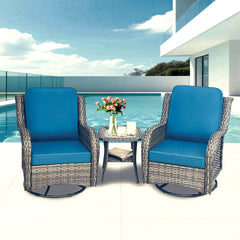 Wicker Patio Furniture Set - 3 Piece Rattan Outdoor Sectional Conversation Sets 2 Piece Wicker Hang gliding  Chairs and 1 Side Table