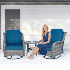 Wicker Patio Furniture Set - 3 Piece Rattan Outdoor Sectional Conversation Sets 2 Piece Wicker Hang gliding  Chairs and 1 Side Table