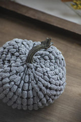 5.5x5.5x5"H Chenille Weighted Pumpkin-Gray, Set of 3