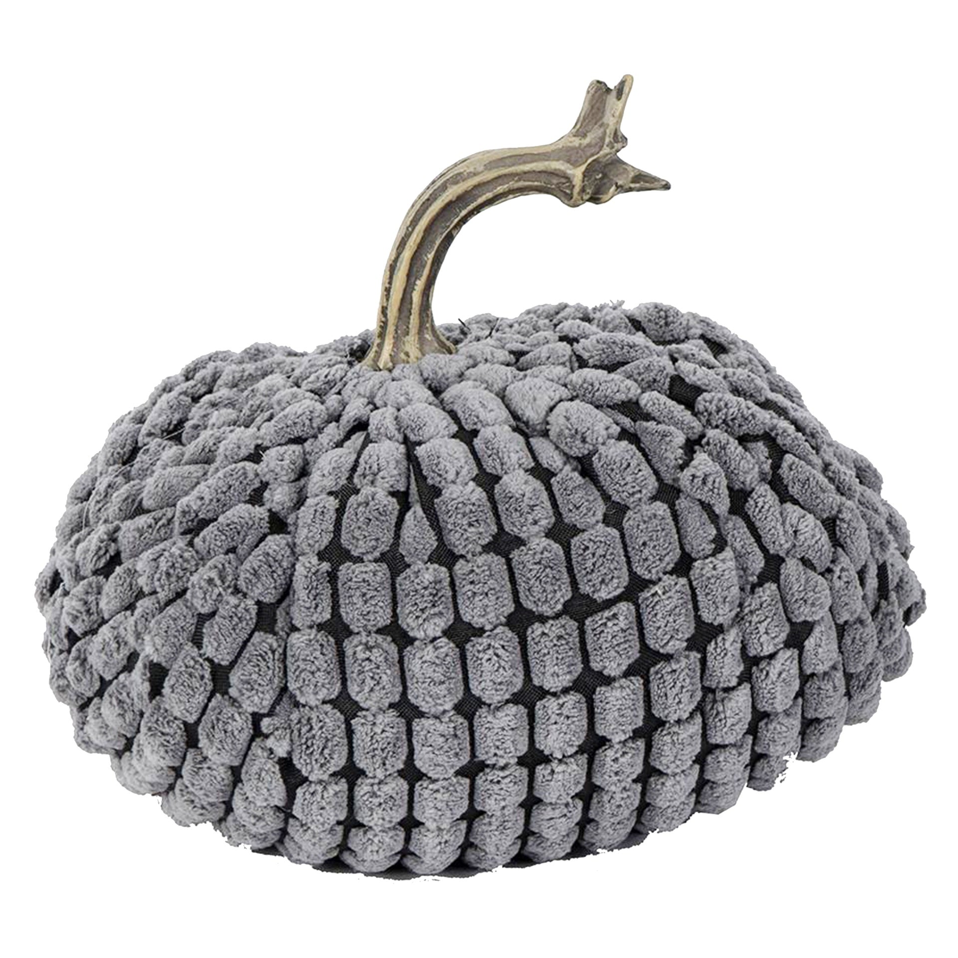 5.5x5.5x5"H Chenille Weighted Pumpkin-Gray, Set of 3