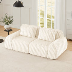 82" Modern Modular Sectional Sofa for Living Room,Flannelette Fabric,highly textured,Oversized 2-Seater Couch,boneless sofa,Deep Seat,Buckle connection,Anti-slip Design,No Assembly,Cream