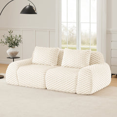 82" Modern Modular Sectional Sofa for Living Room,Flannelette Fabric,highly textured,Oversized 2-Seater Couch,boneless sofa,Deep Seat,Buckle connection,Anti-slip Design,No Assembly,Cream