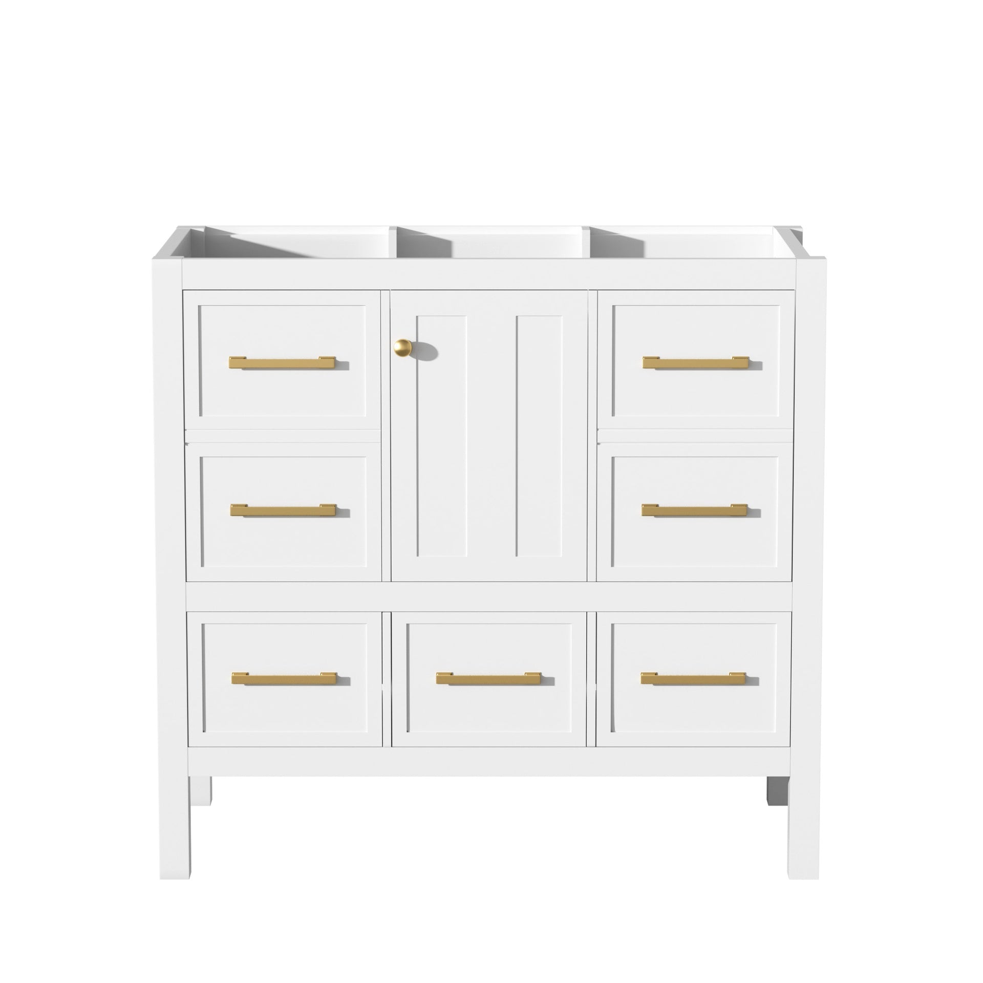 36'' Bathroom Vanity without Sink, Solid Wood Frame Bathroom Storage Cabinet, Freestanding Vanity with 5 Drawers& Soft Closing Doors (NOT INCLUDE BASIN SINK )