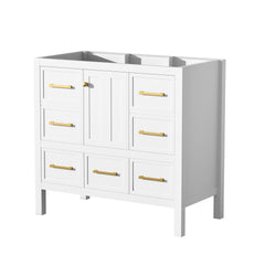 36'' Bathroom Vanity without Sink, Solid Wood Frame Bathroom Storage Cabinet, Freestanding Vanity with 5 Drawers& Soft Closing Doors (NOT INCLUDE BASIN SINK )
