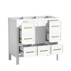 36'' Bathroom Vanity without Sink, Solid Wood Frame Bathroom Storage Cabinet, Freestanding Vanity with 5 Drawers& Soft Closing Doors (NOT INCLUDE BASIN SINK )