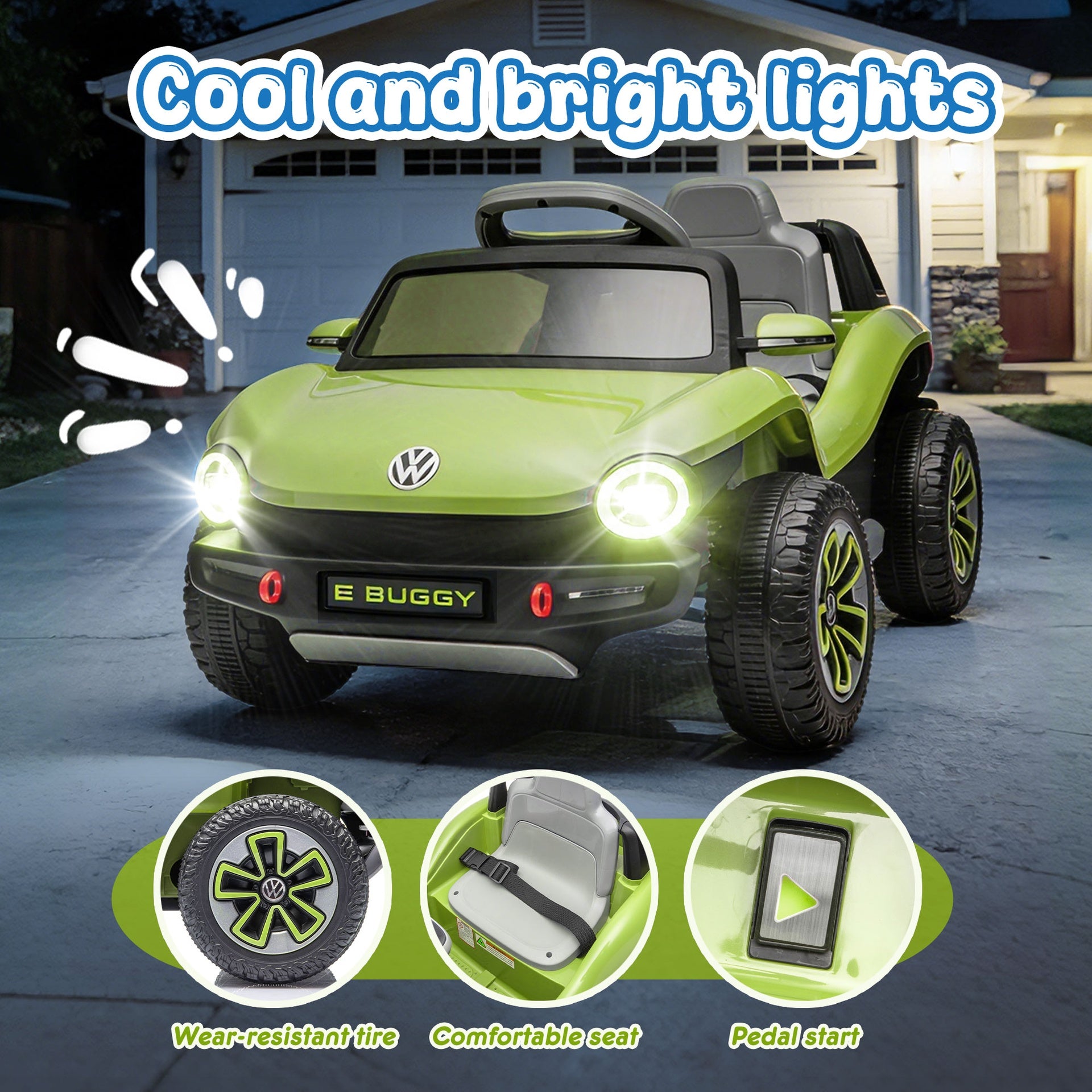 12V Licensed Volkswagen Beetle Kids Ride On Electric Car W/2.4G PC,Cute&Curvy Body,2WD,4-Wheel Suspension,Rear Cargo Storage,Bright Front Headlights,Bluetooth,USB,Music,Speeds 1.5-2.5MPH For kids 3-5