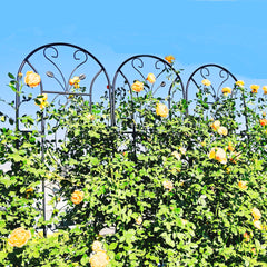 2 Pack Metal Garden Trellis 86.7" x 19.7" Rustproof Trellis for Climbing Plants Outdoor Flower Support Peacock Style Black