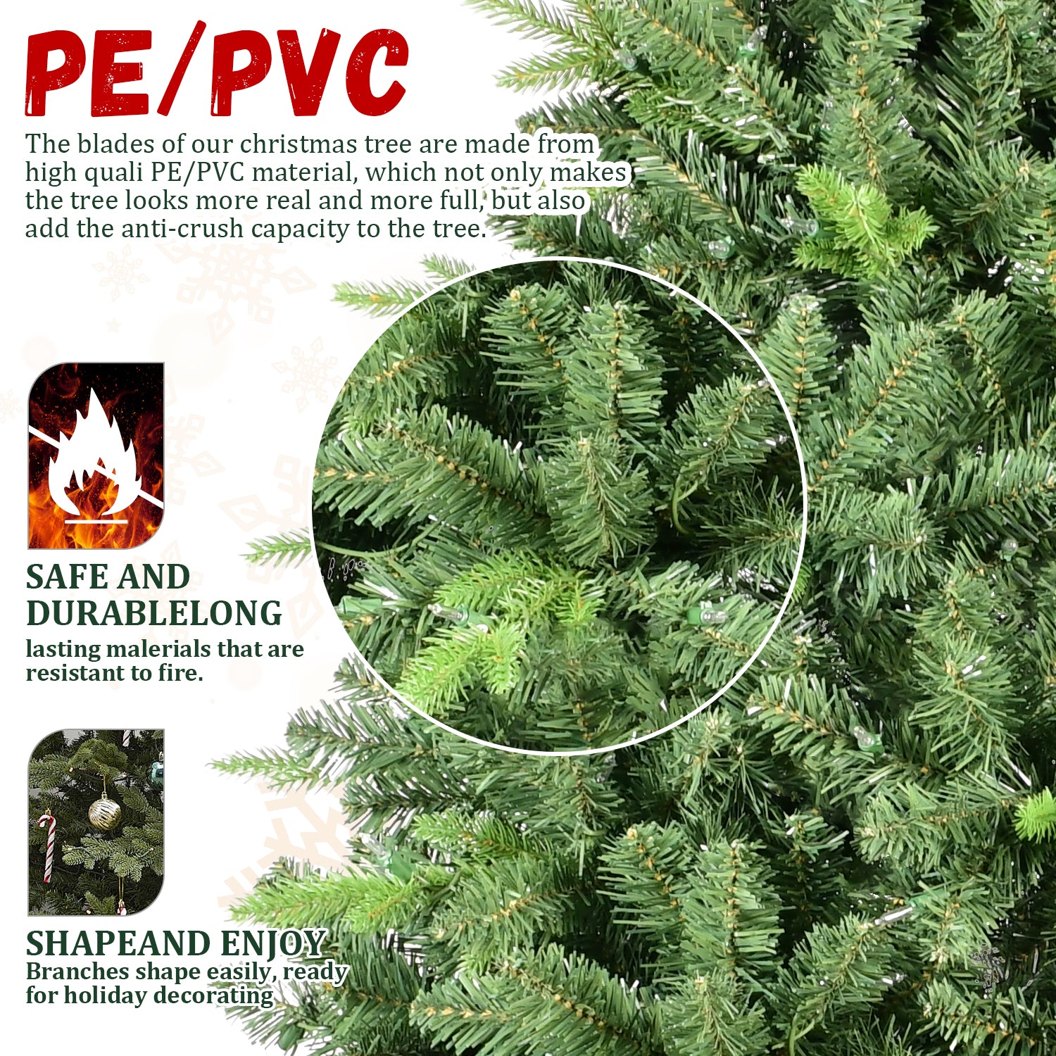 7FT Classic Christmas Tree with 1875 PE+PVC Tips – Realistic Hinged Branches, Easy Assembly, Stable Metal Stand, Full Natural Look for Holiday Decorating