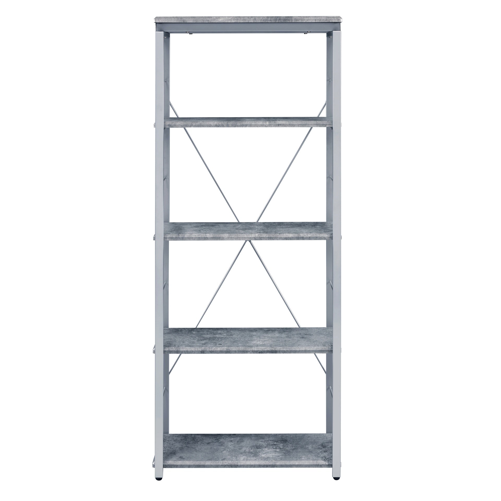 Grey and Silver 4-shelf Bookcase