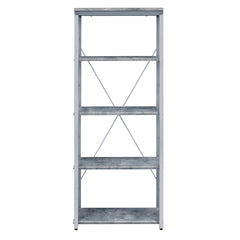 Grey and Silver 4-shelf Bookcase