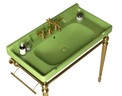 VICI 36" Bathroom Ceramic Basin with 3 pre-drilled hole, NO Cabinet and Faucet, Green