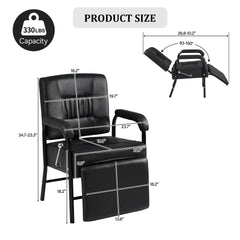 Shampoo Chair with Footrest for Salon, Reclining Salon Chair for Barber & Hair Stylist Chair,  Controled Recline Spa Beauty Equipment, Black