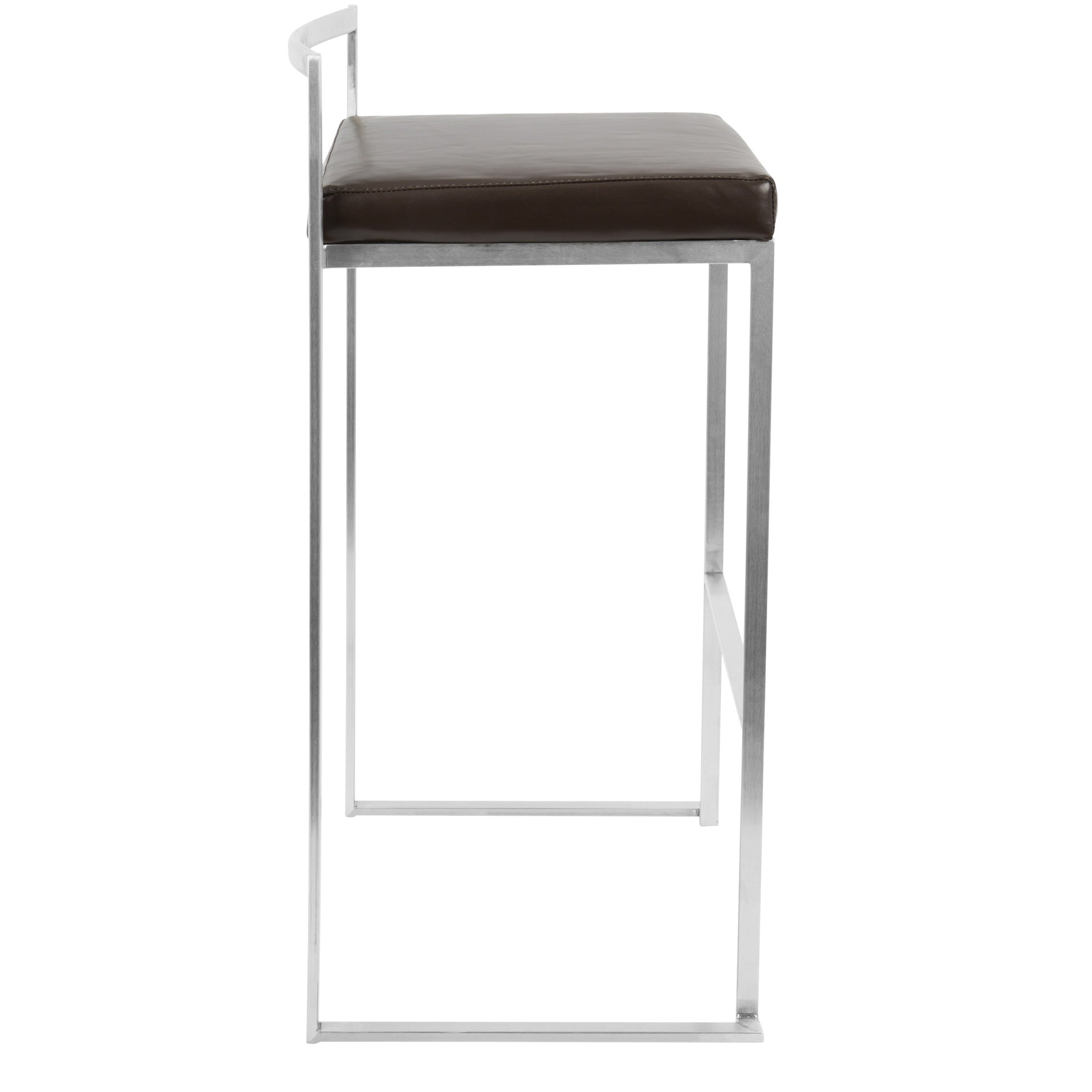 Fuji Contemporary Stackable Barstool with Brown Faux Leather by LumiSource - Set of 2