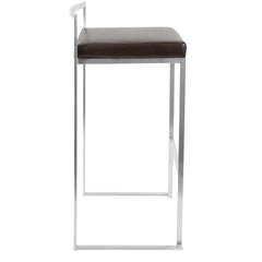 Fuji Contemporary Stackable Barstool with Brown Faux Leather by LumiSource - Set of 2