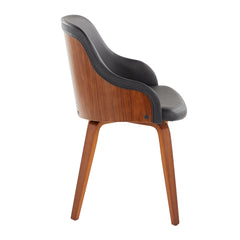 Bacci Mid-Century Modern Dining/Accent Chair in Walnut Wood and Black Faux Leather by LumiSource