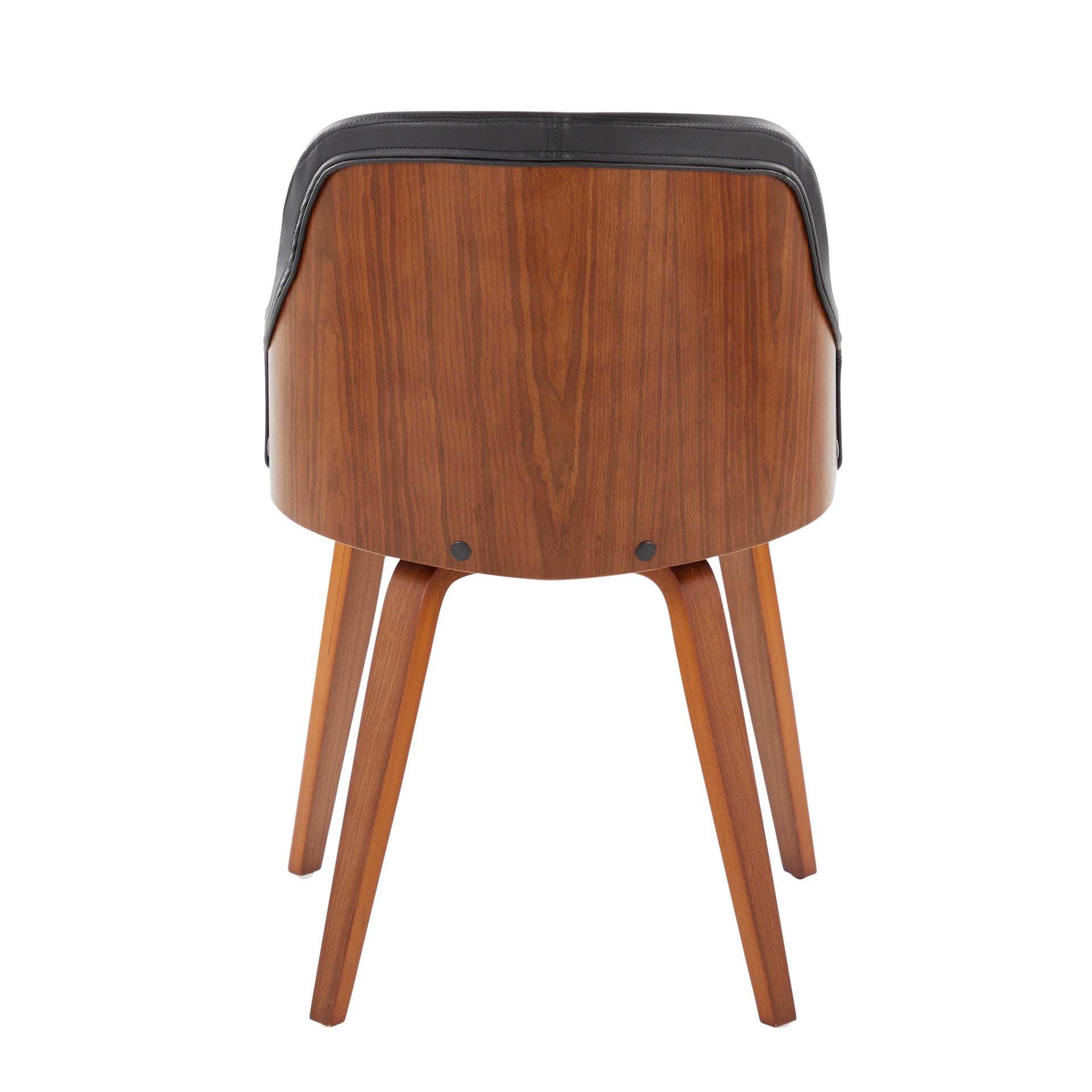 Bacci Mid-Century Modern Dining/Accent Chair in Walnut Wood and Black Faux Leather by LumiSource