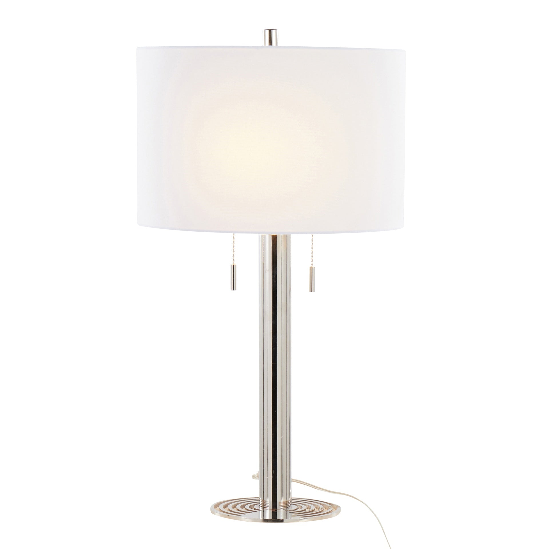 Master 29" Contemporary Metal Table Lamp in Polished Nickel and White Linen Shade from Grandview Gallery by LumiSource - Set of 2