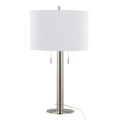 Master 29" Contemporary Metal Table Lamp in Polished Nickel and White Linen Shade from Grandview Gallery by LumiSource - Set of 2