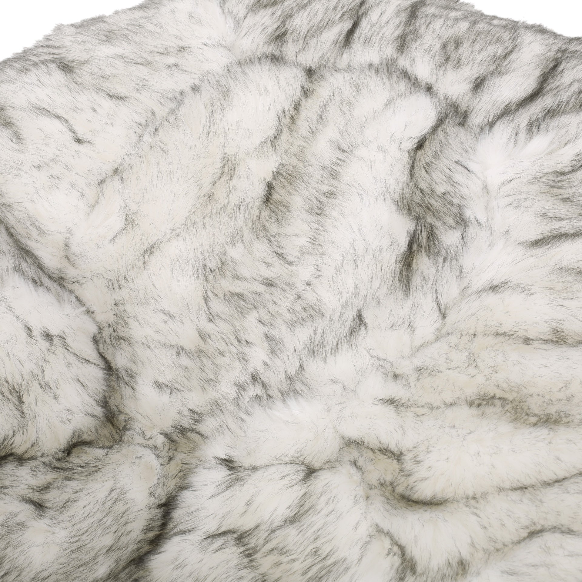 Negar 5 Foot Rounded Short Faux Fur Bean Bag, White and Gray