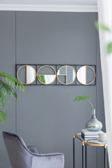 47.2" Eclectic Styling Metal Beaded Black Wall Mirror with Contemporary Design for Bedroom,Liveroom & Entryway