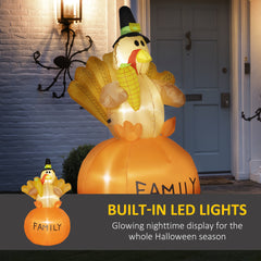 Inflatable Thanksgiving Turkey, Blow Up LED Display for Garden Indoor Outdoor