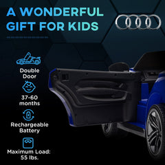 Aosom Kids Ride on Car, 12V Licensed Audi RS E-tron GT 3.1 MPH Electric Car for Kids, Ride-on Toy for Boys and Girls with Remote Control, 4 Wheels with Suspension, Horn, Music, Lights, Dark Blue