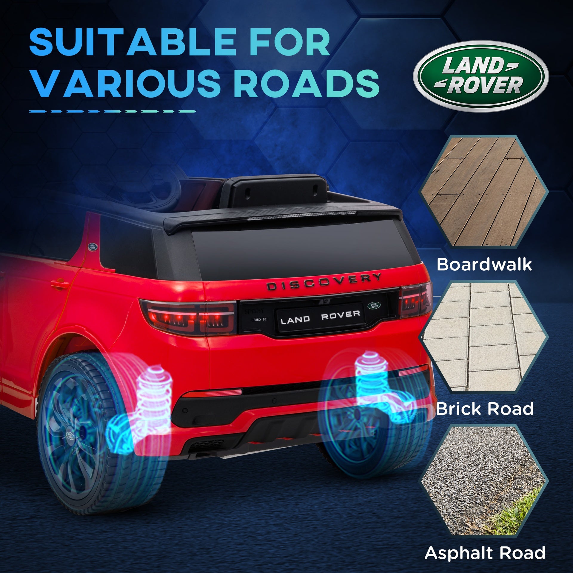 Qaba Land Rover Discovery Sport Licensed 12V Kids Ride on Car, Battery Powered Kids Electric Car with Remote Control, Soft Start, LED Lights, Music Horn, 3 Speeds, Red