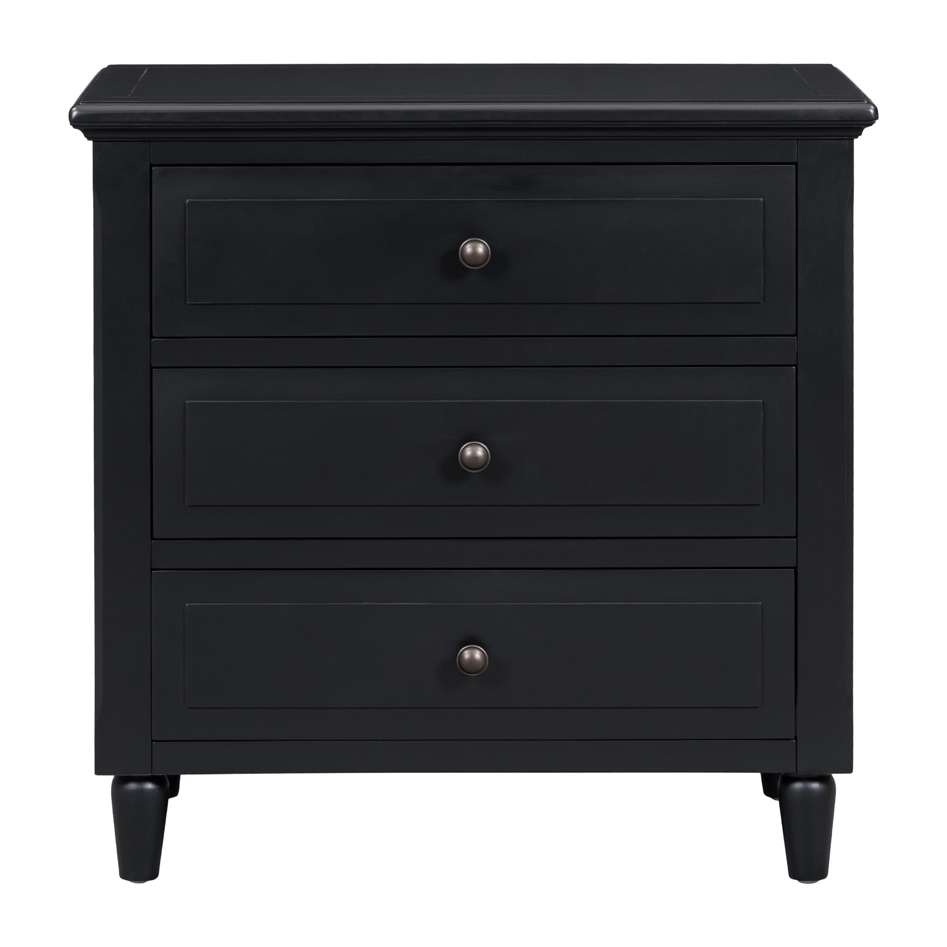 U_STYLE 28''painted Nightstand with 3 Drawers and Smooth Gliding Rails ,Simple Bedside Cabinet with Metal handle, Minimalist Sofa Side Table with rubber legs for Bedroom Sofa Couch Office