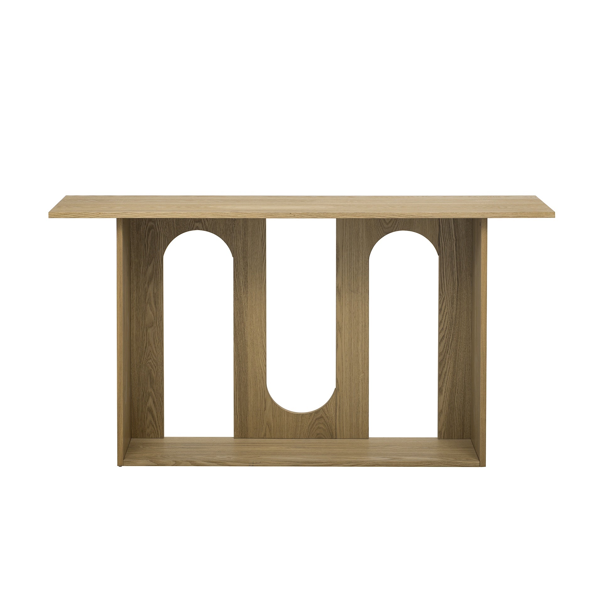 U_STYLE Modern and Curved Design Ash Veneer Console Table with Shelf,Suitable for Entryway,Hallway Living Room,Foyer,Corridor