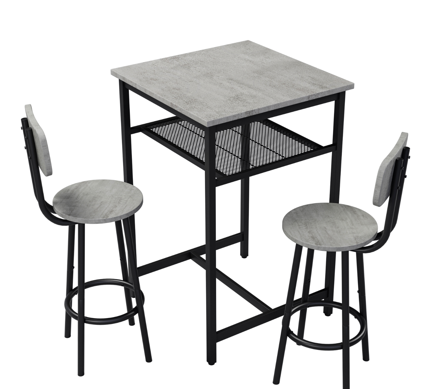 Bar table, equipped with 2 bar stools , with backrest and partition