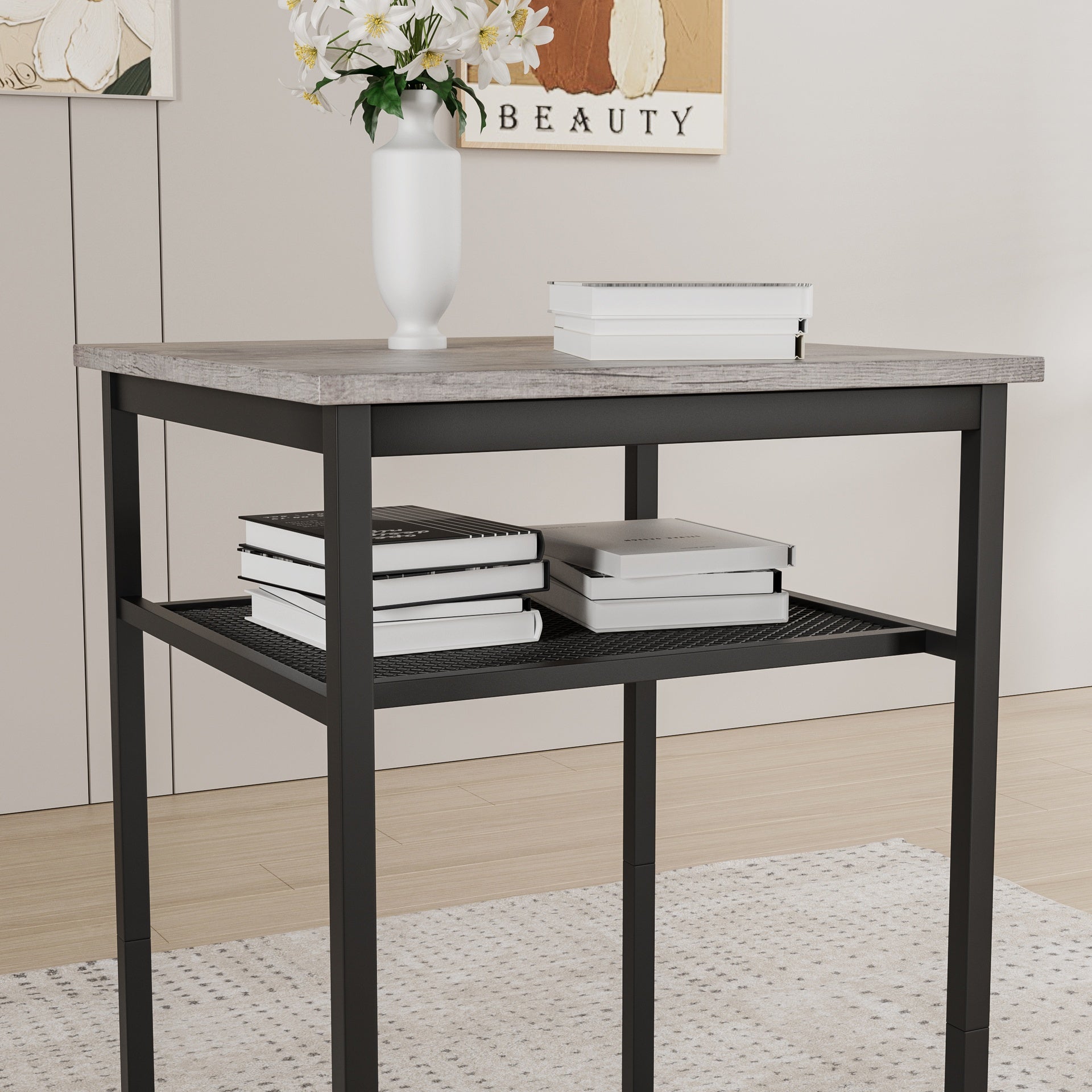 Bar table, equipped with 2 bar stools , with backrest and partition