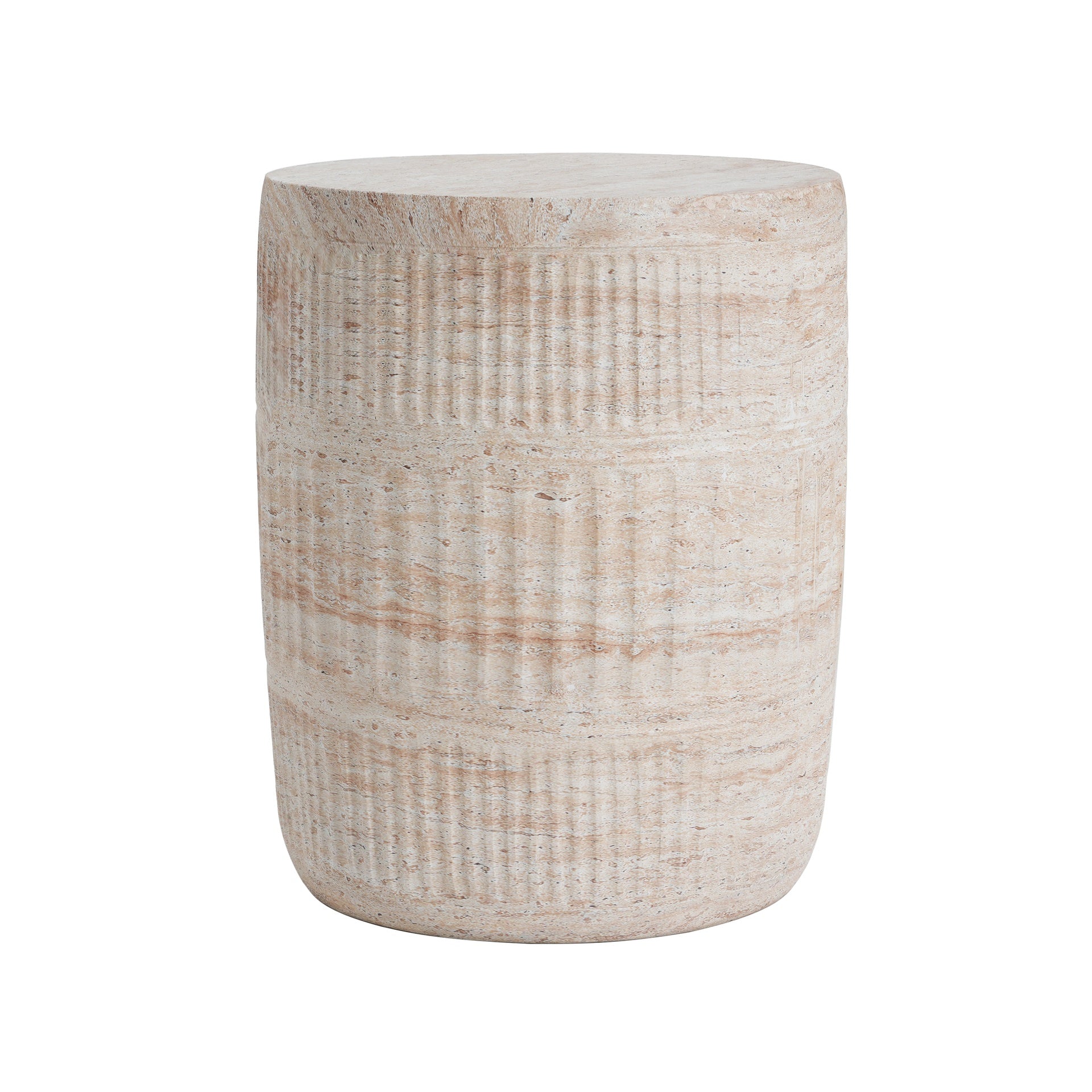 Outdoor/Indoor Lightweight Concrete Side Table,Travertine Finish
