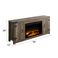Tobias Rustic Oak Finish Fireplace with 2 Storage Drawers