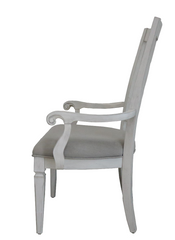 Katia Light Gray Linen & Weathered White Finish Arm Chair (Set of 2)