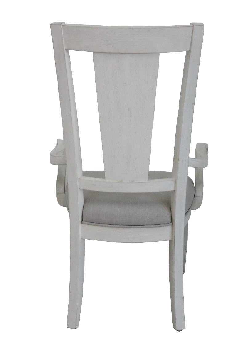 Katia Light Gray Linen & Weathered White Finish Arm Chair (Set of 2)