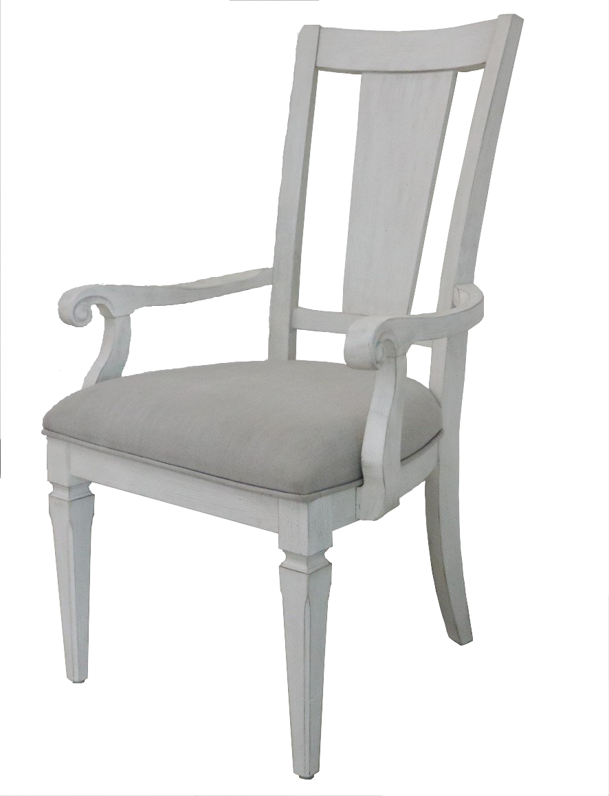 Katia Light Gray Linen & Weathered White Finish Arm Chair (Set of 2)