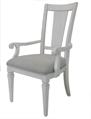 Katia Light Gray Linen & Weathered White Finish Arm Chair (Set of 2)