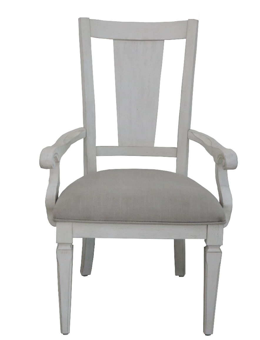 Katia Light Gray Linen & Weathered White Finish Arm Chair (Set of 2)