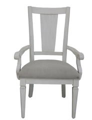 Katia Light Gray Linen & Weathered White Finish Arm Chair (Set of 2)