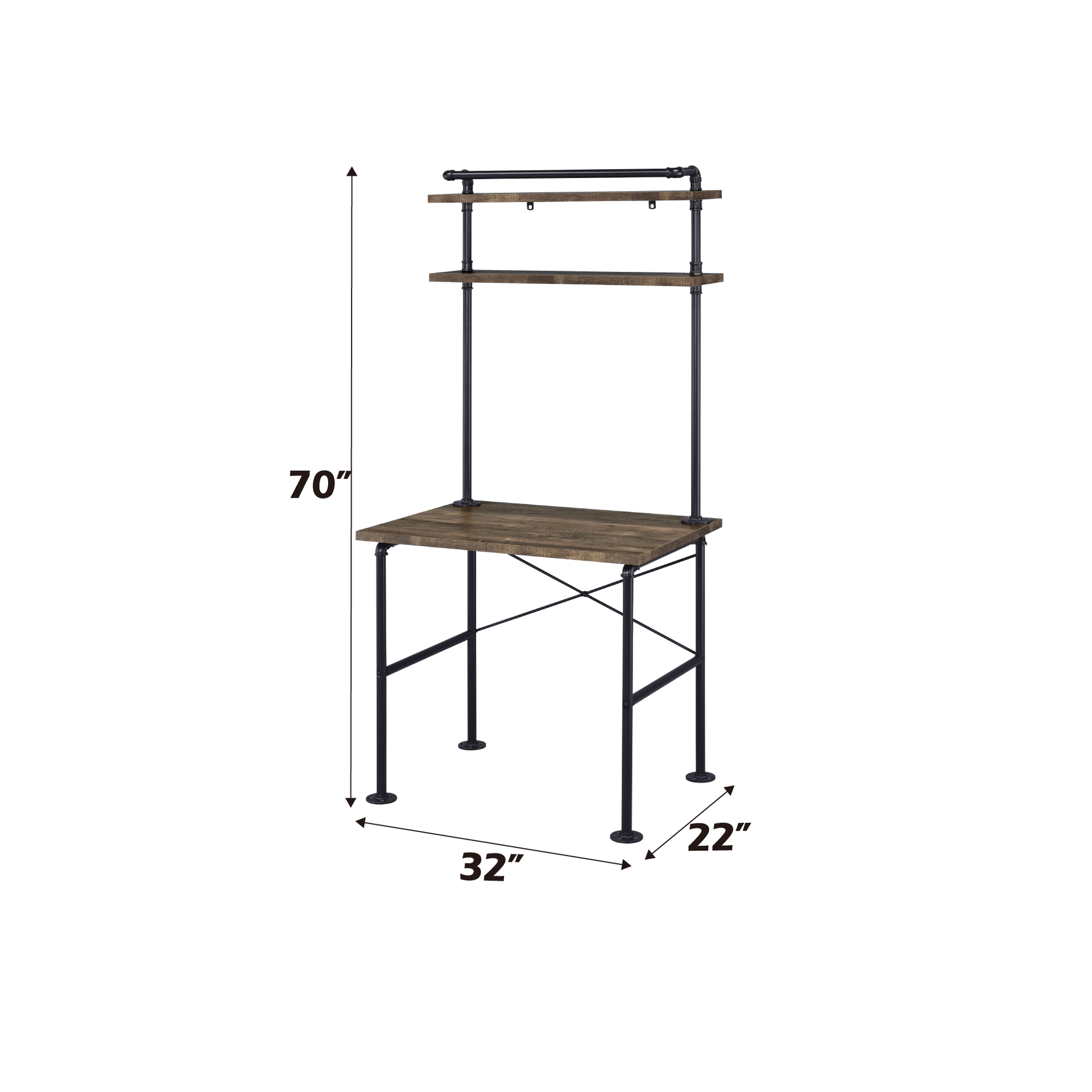 Ensata Rustic Oak & Black Finish Writing Desk