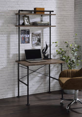 Ensata Rustic Oak & Black Finish Writing Desk
