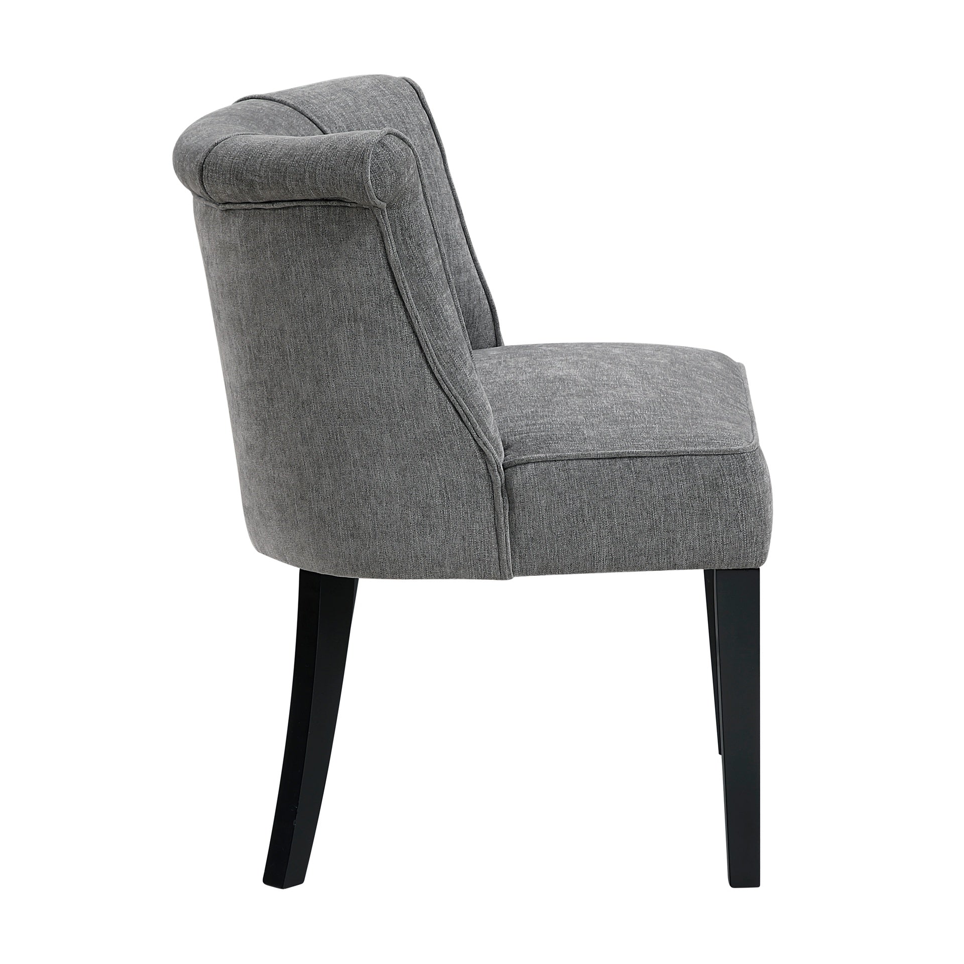 Foam Cushion Seat 1pc Accent Chair Curved Back Charcoal Fabric Upholstered Espresso Finish Legs Modern Home Furniture