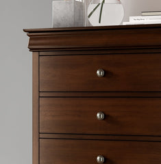 Louis Philippe Style 1pc Chest of Drawers Brown Cherry Finish Okume Veneer Bedroom Furniture