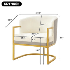 Modern Accent Chair Cozy Armchair Upholstered Reading Chair with Gold Metal Frame Living Room, Bedroom, or Office, Beige