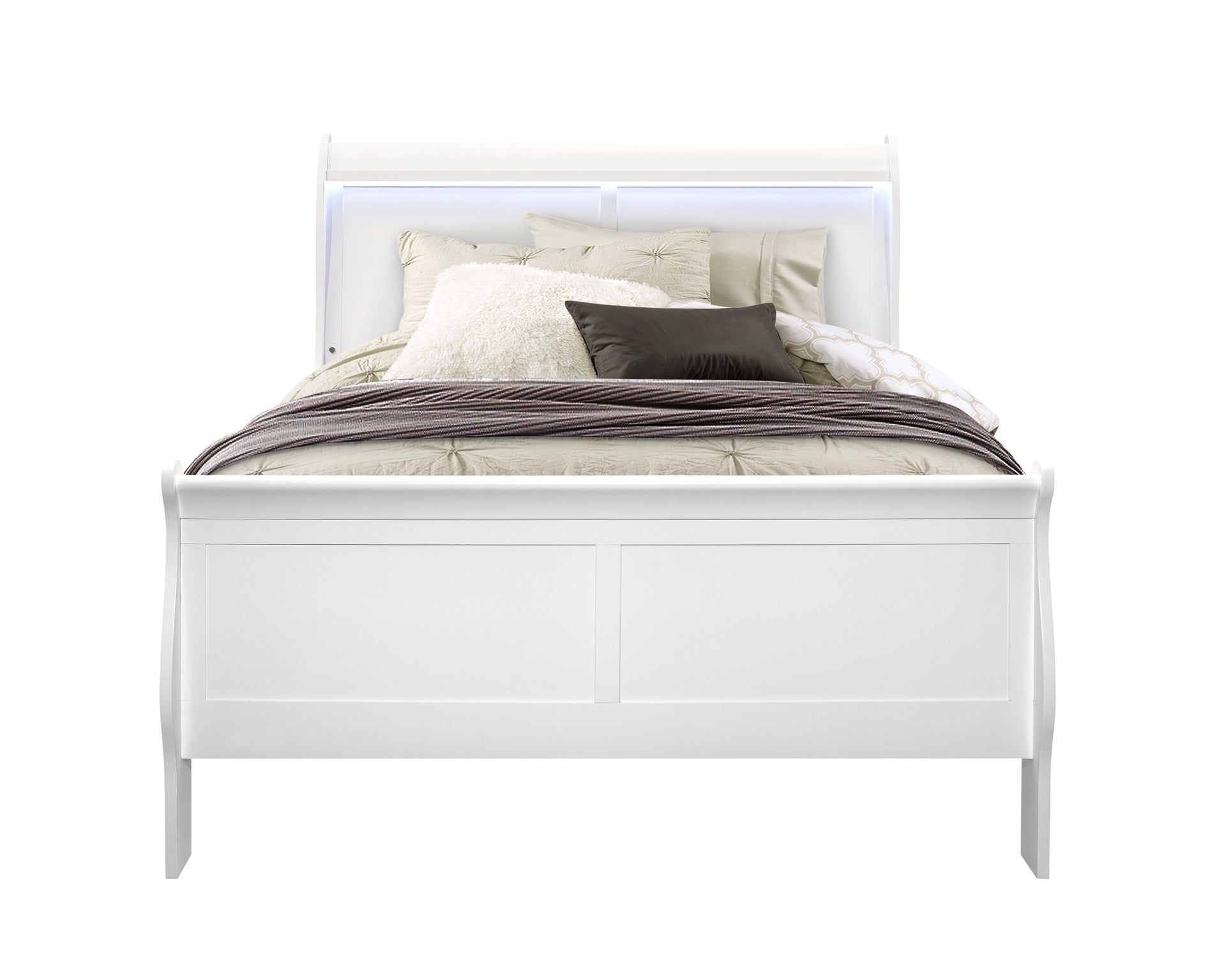CHARLSTON WHITE FULL BED WITH LED