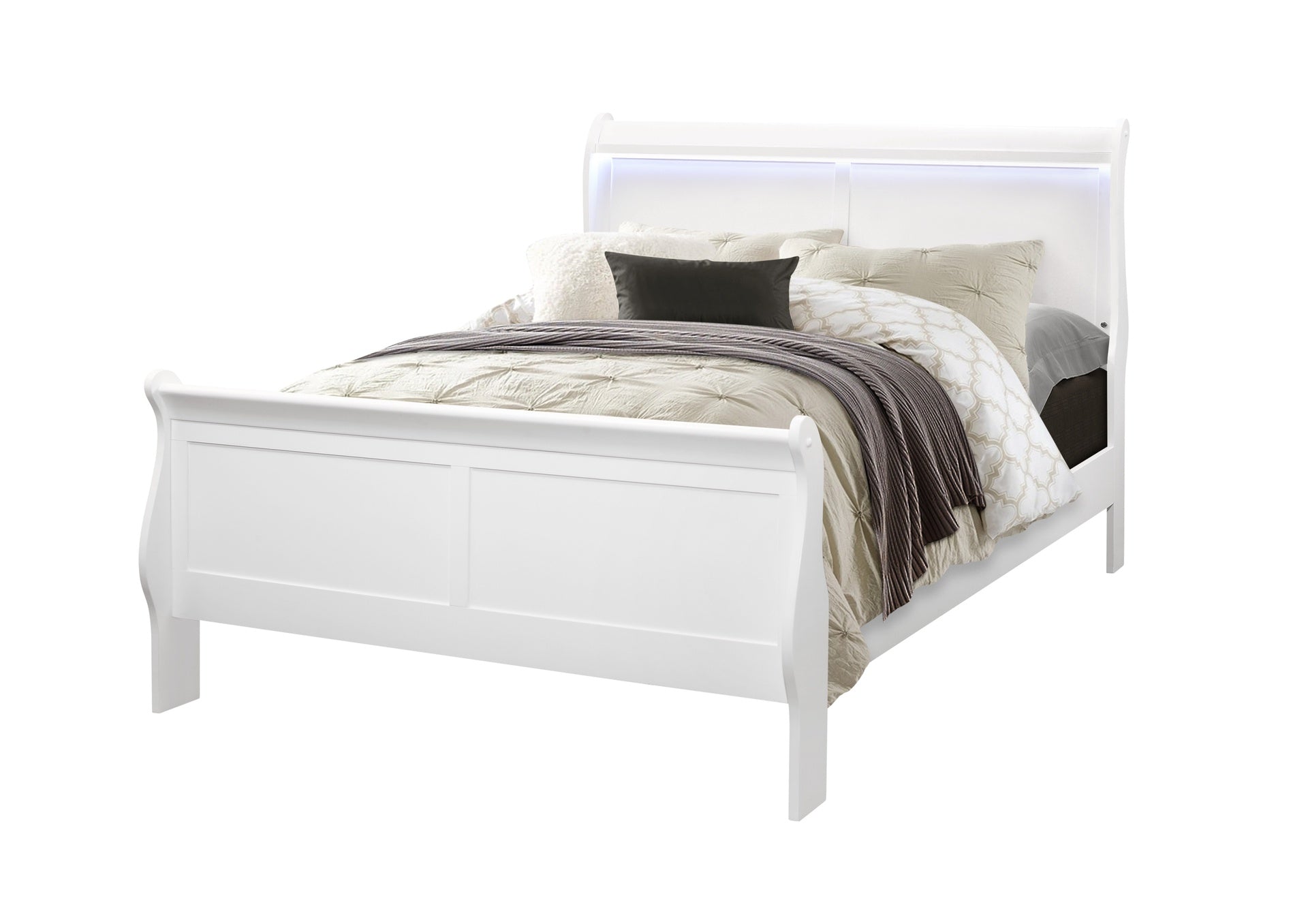 CHARLSTON WHITE FULL BED WITH LED
