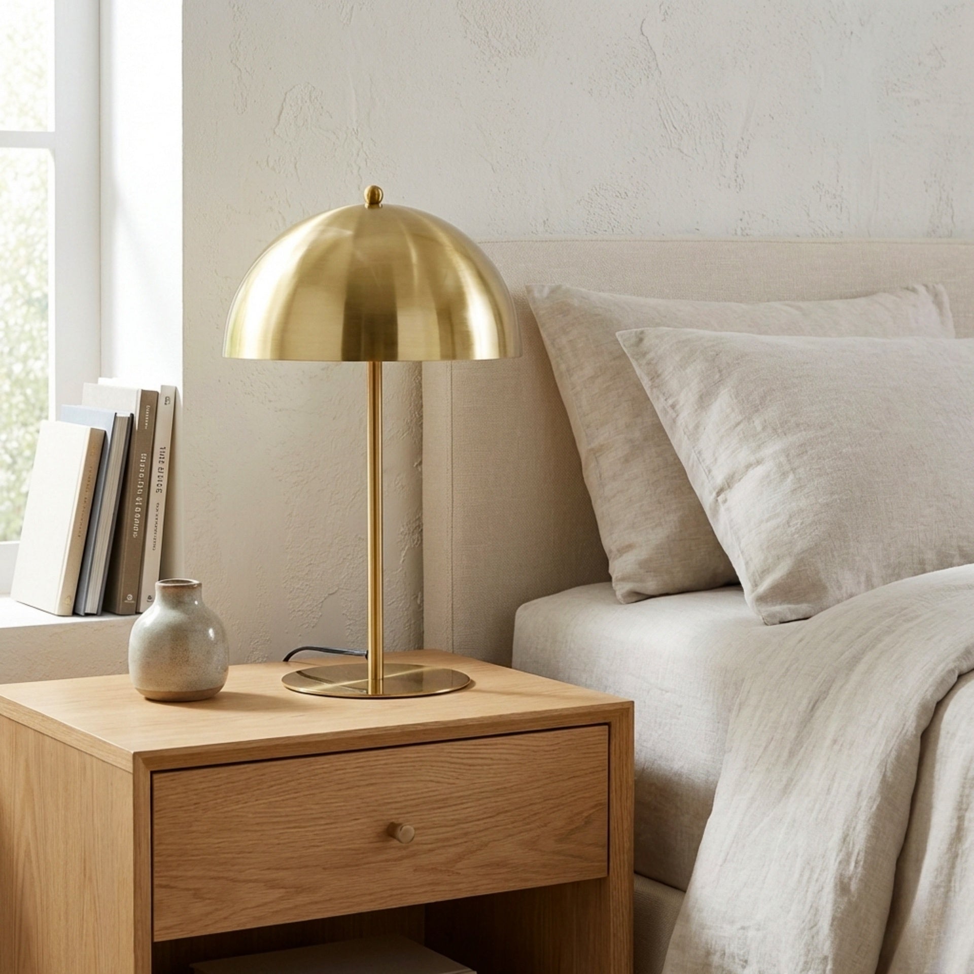 Small Minimalist Table Lamp Dimmable Table Lamp Fast Delivery Small Bedside Lamps for Night Stands, Living Room, Office,Study Room, Tundra Table Lamp - Gold outer - White inner 110~120V